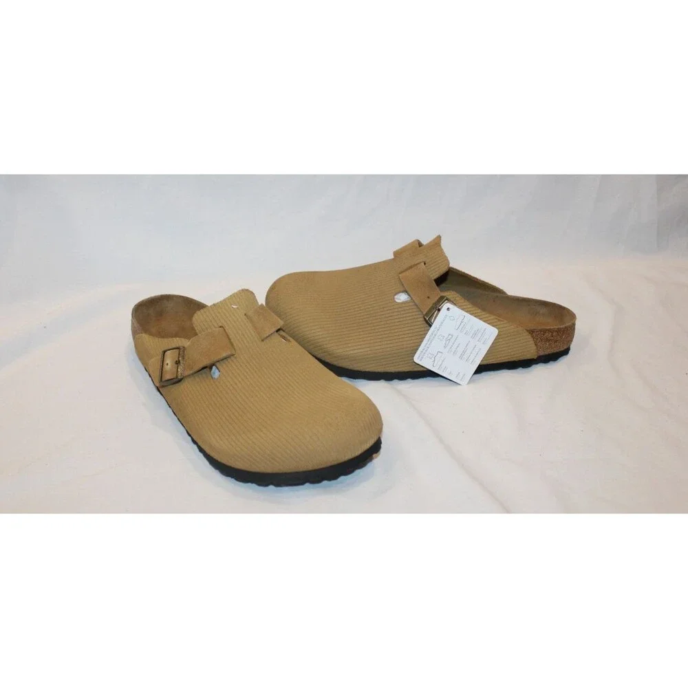 Birkenstock Unisex Boston Suede‎ Mule Clog Corduroy Sandals EU 45 REG NEW BROWN